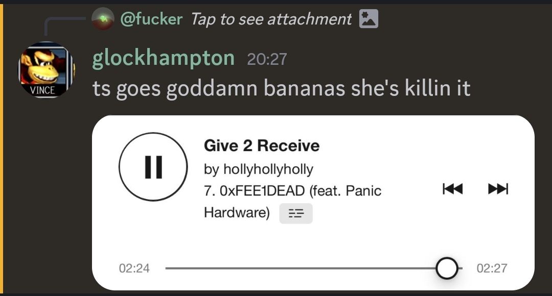 ts goes goddamn bananas she's killin it